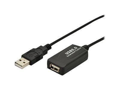Digitus USB 2.0 Aktiv Forlengelseskabel 5m Svart