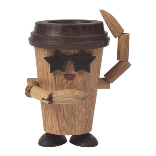 Spring Copenhagen - Woodies Esther Espresso To Go Coffee trefigur 8,5 cm eik