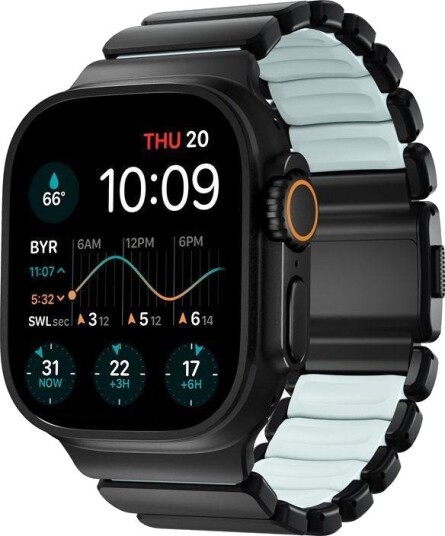Nomad Stratos reim for Apple Watch 49mm Sort titan Icy Blue Glow