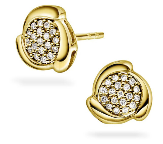 Pan Jewelry Øredobber i 585 gult gull med diamanter 0,12 ct