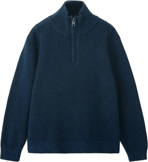 Mango Knitted Sweater With Perkins Neck Navy 110