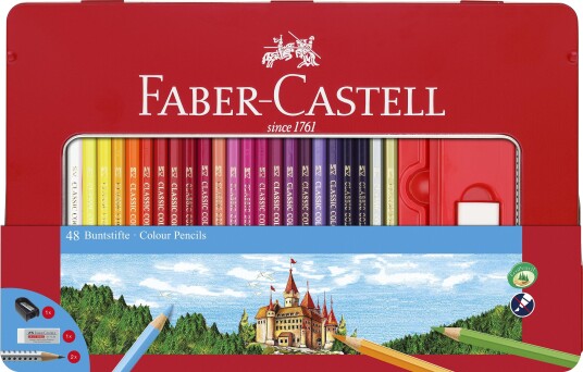 Faber-Castell - Colour pencils hexagonal tin (48 pcs) (115888)