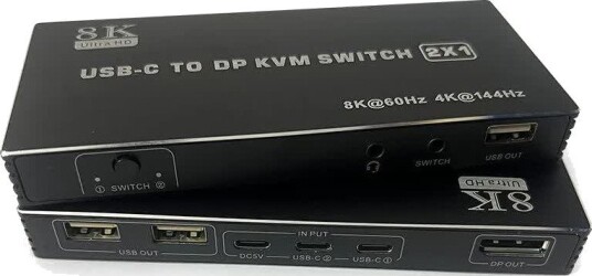 Nördic KVM-176 USB-C KVM-switch 2 til 1 DP 8K@60Hz 4K@144Hz 3xUSB-A Nördic KVM-176 USB-C KVM-switch 2 til 1 DP 8K@60Hz 4K@144Hz 3xUSB-A