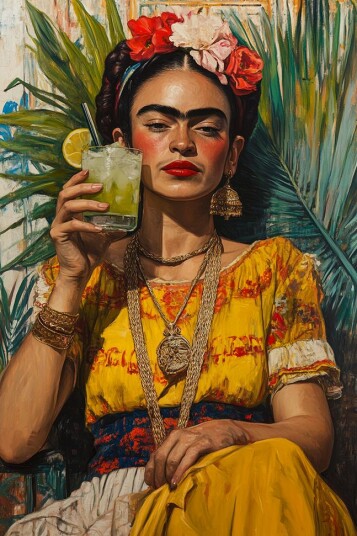 Plakat Frida Kahlo med drikke