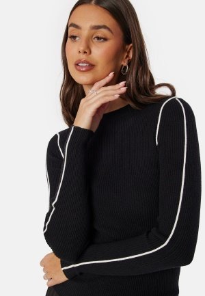 Pieces Pcfalka LS Slim Piping Knit Black Detail: Cloud L