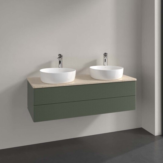 Villeroy & Boch Antao Servantskap med 2 skuffer 120x50x36 cm u/lys Grønn Matt/Crème