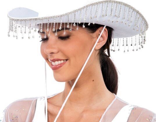 Chaks Cowboyhatt med strass hvit One size 14102