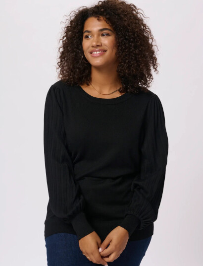 Kaffe Curve Kcloni Knit Pullover - Black - XL