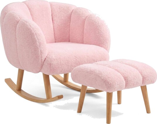 Ørelappstol og puffesett 2 deler Atelier Del Sofa Lotus 70 x 94 x 42 cm Rosa