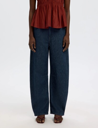Selected Slfloose Barrel Hanny Mw Jeans Navy 26 x 32