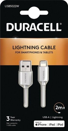 Duracell Usb5022w 2 M Usb A Lightning Hvit Rett Rett