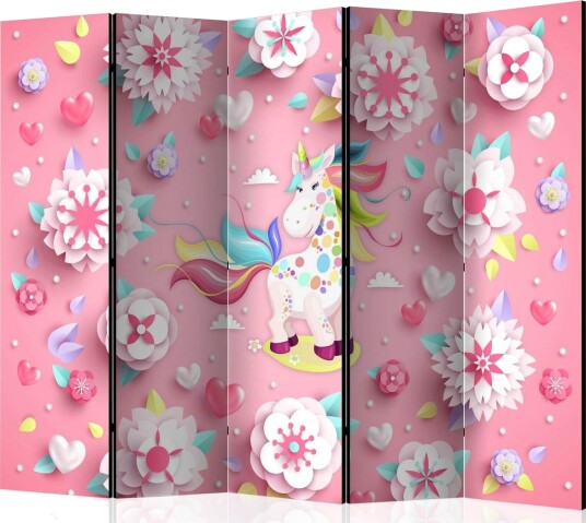 Romdeler Unicorn på Flowerbed II 222x517 cm - Artgeist sp. z o. o.