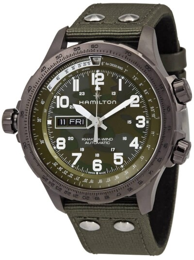 Hamilton Herreklokke H77775960 Khaki Aviation Grønn/Lær Ø45 mm