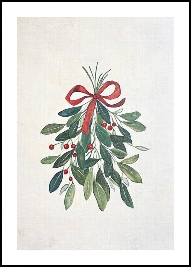 Festive Mistletoe with Red Bow Poster Plakat / 100x150cm