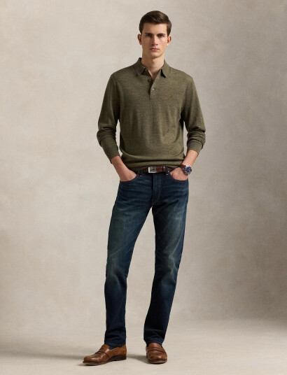 Polo Ralph Lauren Wool Polo-Collar Sweater - Khaki green - XL