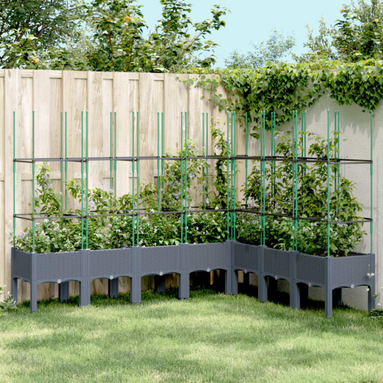 Plantekasse med espalier grå 200x160x142,5 cm PP