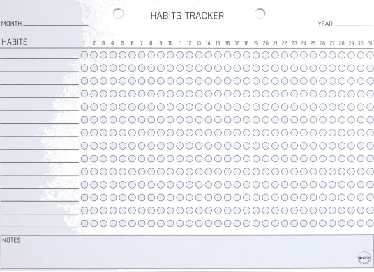 Planlægningsblok, A4 Habits Tracker, Engelsk, Med 52 Ark