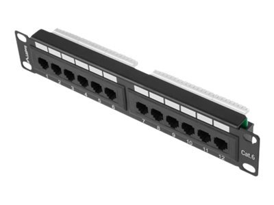 Lanberg Ppu6-9012-B Koblingspanel Rackmonterbar Cat 6 Utp Rj-45 X 12 Ral 9004 Svart 1U 10"