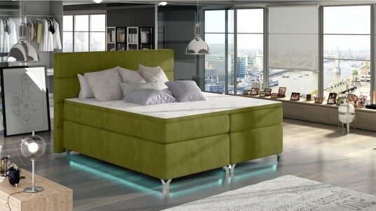 Boxspring Eltap Amadeo med LED Rivera 36 grønn 160x200 cm
