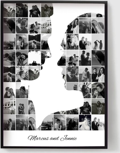 Personalisert Plakat Svart og Hvit Parform Fotokollasj