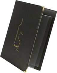 Menu Kortholder Vin A4 Securit Viser 4 A4 Sider Læderomslag Sort,10 Stk/Krt