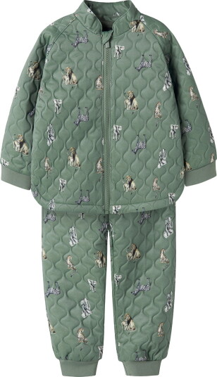 Name It Termosett Quiltet NmmMoon AOP Laurbærkrans Name It 3 år (98) Termoklær Armygrønn Grønn