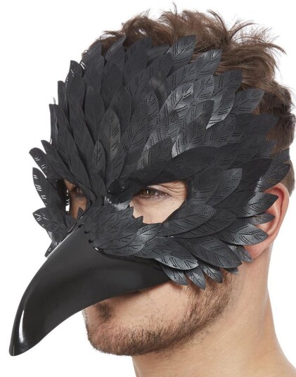 Svart Ravn Maske med Langt Nebb