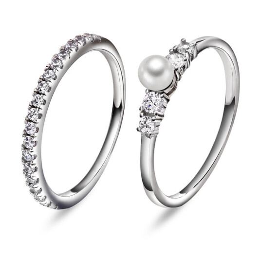 Modena ringer med perle og zirkonia størrelse Modena ringer med perle og zirkonia 48