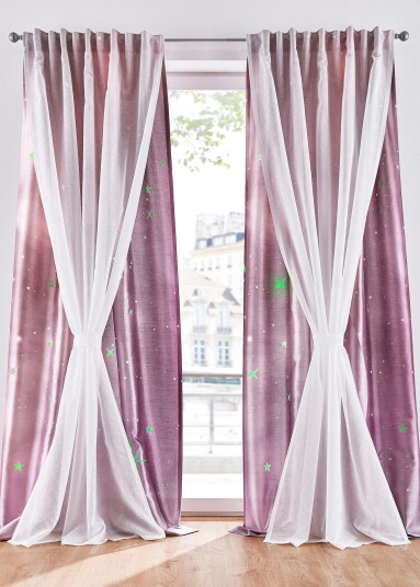 bonprix Gardin med 2 lag og lyseffekt inkl. gardinholder 1 (H/B: 145/135 cm),4 (H/B: 245/135 cm),2 (H/B: 175/135 cm),3 (H/B: 225/135 cm) rosa