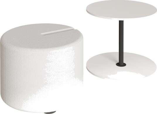 Torven Sett med sidebord 43x47x43 cm - Hvit