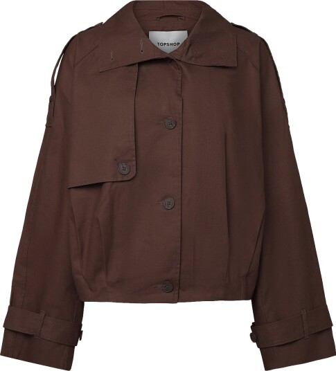 Topshop Tshaba Cropped Trenchcoat Otw Brown S Topshop Tshaba Cropped Trenchcoat Otw Brown S