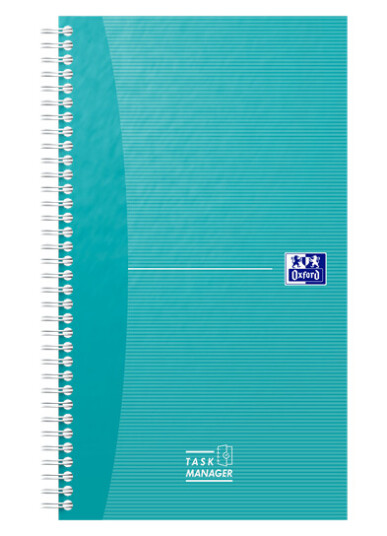 Oxford OXFORD Office Essentials 14,1 x 24,6 cm Mykt kartongomslag Dobbelspiral Task Manager Linjert 230 sider Aqua SCRIBZEE-kompatibel