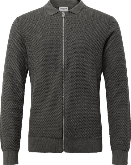 Lindbergh Structure L/S Polo Zip Cardigan DK GREY S