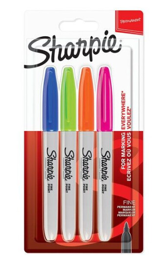 Sharpie Permanent Markers  Fine Point  Assorted Fun Colours  4 Count