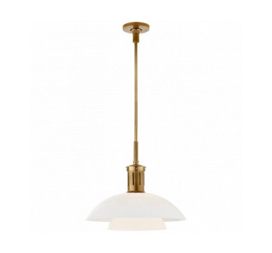 Whitman Medium Pendant Antique Brass/White Glass Shade