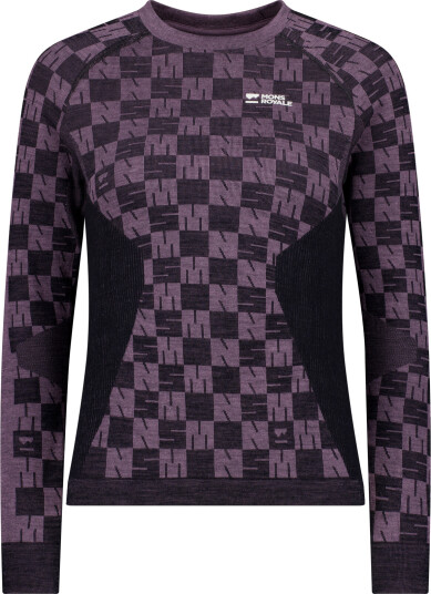 Mons Royale Women's Ascender Merino Seamless Long Sleeve Mauve/Black XL