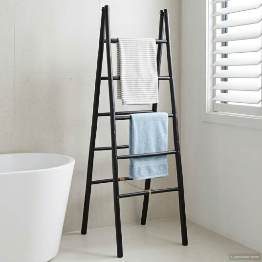 vidaXL Dobbeltsidig teppe stige Svart 50 x 50 x 159 cm Bambus