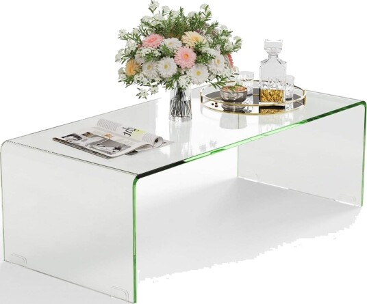 Salongbord glassbord U formet sidebord laget av herdet glass 108 x 50 x 35 cm