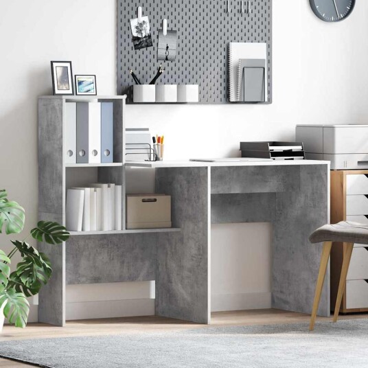  Skrivebord Betonggrå 131.5 x 50 x 106.5 cm Konstruert tre