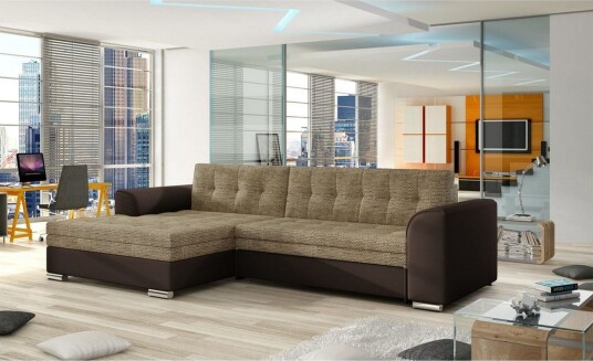 Seksjon Eltap Conforti 275x165x78 cm Berlin 03 Soft 66 Beige Mørk brun Venstre