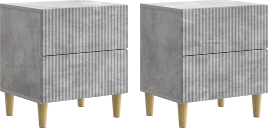  Nattbordskap 2 pcs Betonggrå 43 x 34,5 x 48 cm Konstruert tre