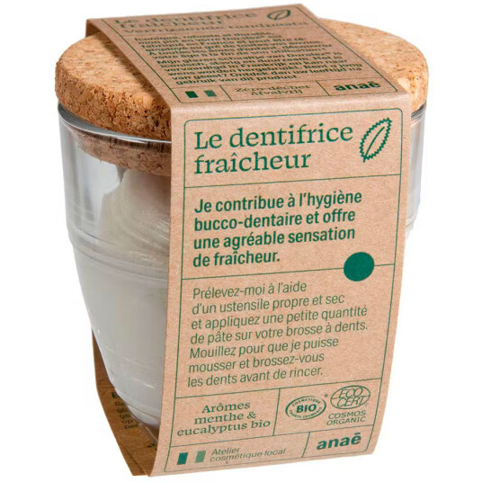 Økologisk tannkrem Glasskrukke Anaé Menthol/Eucalyptus