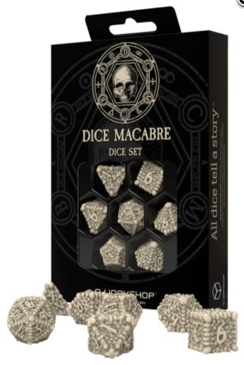 Macabre Poly Bone White /White (7) Terningsett - Rollespill fra Outland
