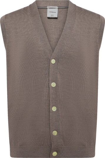 Lindbergh Black 100 % Merino Botton Through Vest   DK SAND MEL   3XL