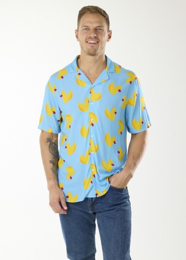 Blount & Pool Honolulu Shirt Blue Yellow Duck Xs Kortarmede Skjorter