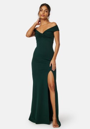 Bubbleroom Occasion Belle Twist Off Shoulder Gown Dark green 4XL