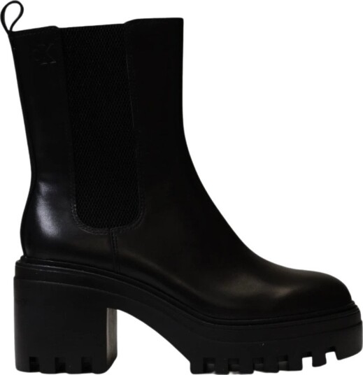 Calvin Klein Chunky Heeled Chelsea Lth Black 38 Calvin Klein Chunky Heeled Chelsea Lth Black 38