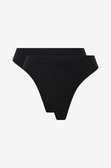 Bread & Boxers Stringtruser 2 pakning Svart Bread & Boxers Stringtruser 2 pakning Svart