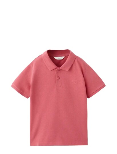 Mango Short Sleeved Cotton Polo Shirt Coral 2 3