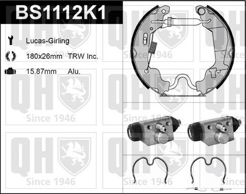 Bremsesko sett QUINTON HAZELL BS1112K1